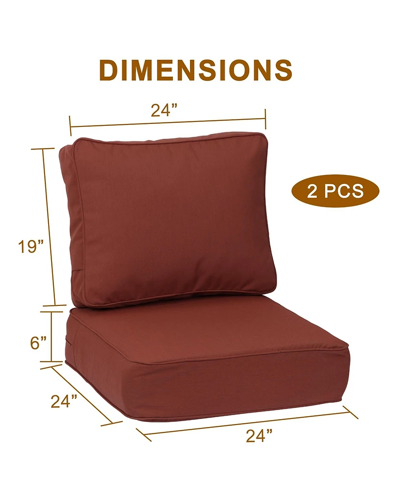 Aoodor Outdoor Patio Chair Cushions Set, Sunbrella Fabric Weather-Resistant Outdoor Cushion with Individual Pocket Springs