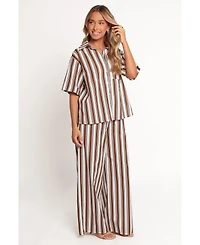 Petal and Pup Women's Thalia Wide Leg Pant - Chocolate Stripe