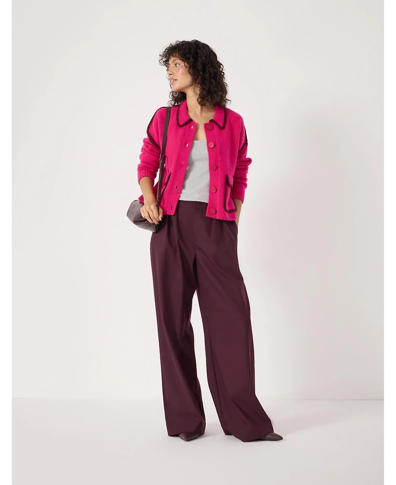 Hush Women's Wool Blend Whipstitch Trim Shirt Jacket