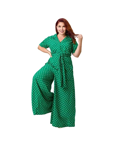Unique Vintage Plus Size 1940s Flare Leg Jumpsuit