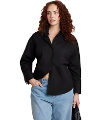 Eloquii Women's Plus Tie Back Button Up Top