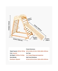 Slickblue Indoor Playground Jungle Gym, 4-in-1 Wooden Indoor Playground Climbing Toys for Kids