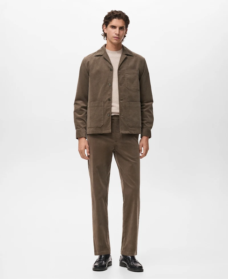 Mango Men's Pockets Corduroy Cotton Overshirt