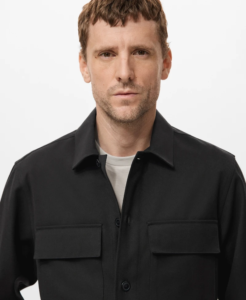 Mango Men's Pockets Flannel Overshirt