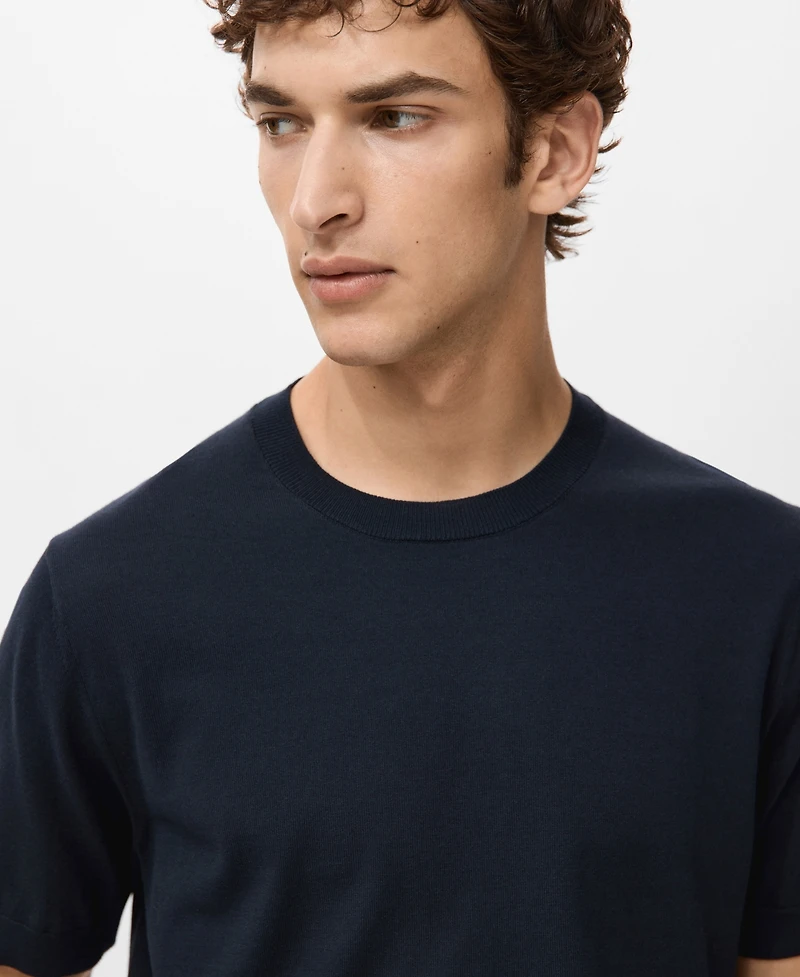 Mango Men's Cotton Fine-Knit T-Shirt