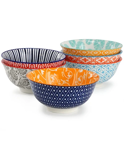 Elama Roxey Footed Bowls, Set of 6, Service For 6