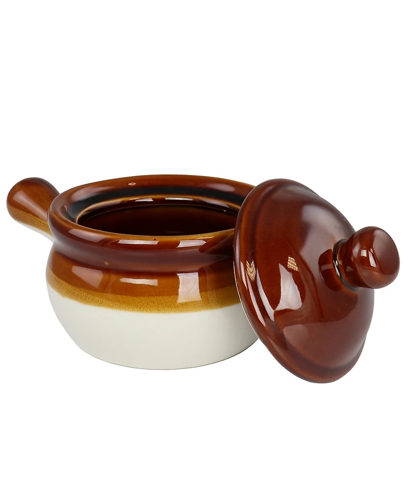 Elama French Onion Long Handle Soup Bowls, Set of 4, Service For 4