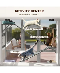 PawHut Outdoor Catio Cat Enclosure w/ 6 Jumping Platforms, Scratching Post