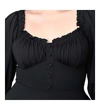 Unique Vintage Plus Peasant Sleeve Swing Dress