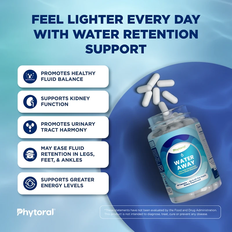 Phytoral Natural Diuretic Water Away Capsules, 60ct
