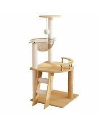 Aostirmotor 41.3" Modern Cat Tower with Sisal-Covered Scratching Posts in Natural