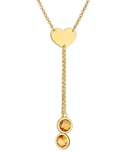 Macy's Garnet (2-3/8 ct. t.w.) Polished Heart Lariat Necklace in 14k Gold Over Sterling Silver (Also Available in Citrine)