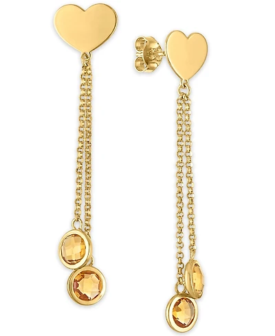 Macy's Garnet (4-3/4 ct. t.w.) Polished Heart Drop Earrings in 14k Gold Over Sterling Silver (Also available in Citrine)