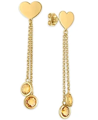 Macy's Garnet (4-3/4 ct. t.w.) Polished Heart Drop Earrings in 14k Gold Over Sterling Silver (Also available in Citrine)
