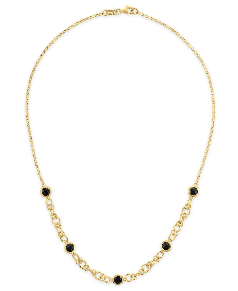 Macy's Amethyst (4 ct. t.w.) Station Diamond Cut Circle Necklace 14k Gold Over Sterling Silver (Also Available Citrine and Onyx)