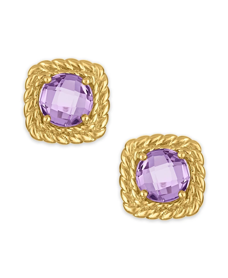 Macy's Pink Amethyst (3 ct. t.w.) Braided Stud Earrings in 14k Gold Over Sterling Silver