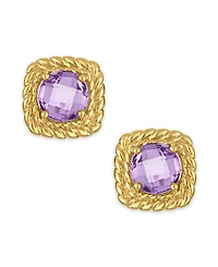 Macy's Pink Amethyst (3 ct. t.w.) Braided Stud Earrings in 14k Gold Over Sterling Silver