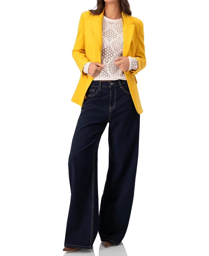 Ivonne Women's Tailored Blazer with Flap Pockets