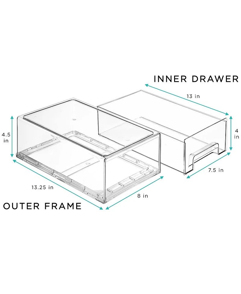 Sorbus 6 Pack Medium Clear Stackable Refrigerator Drawers with Handle - for Kitchen, Freezer & More