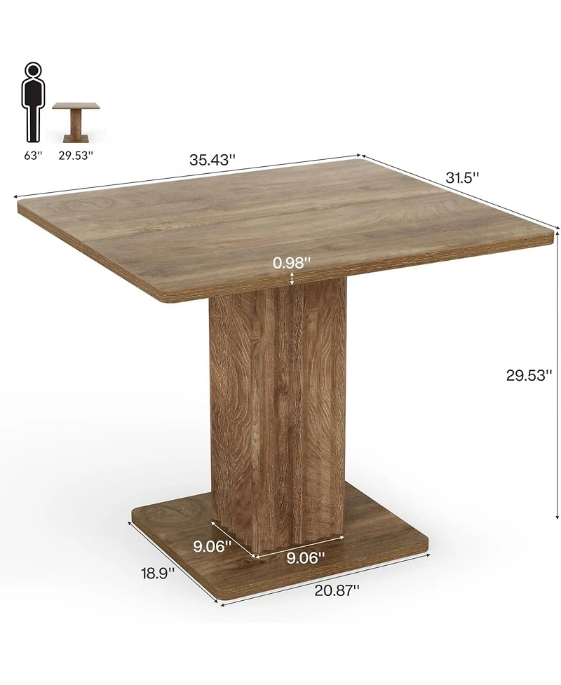 Tribesigns Small Dining Table for 2-4, 35.4" x 31.5" Kitchen Table with Fluted Base, Modern Farmhouse Dinner Table