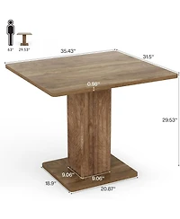 Tribesigns Small Dining Table for 2-4, 35.4" x 31.5" Kitchen Table with Fluted Base, Modern Farmhouse Dinner Table