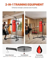 Mecale 2-in-1 Punching Bag Stand, Adjustable Boxing and Speed Bag Stand for Home Gym, Freestanding Rack Holds Up to 140 lb