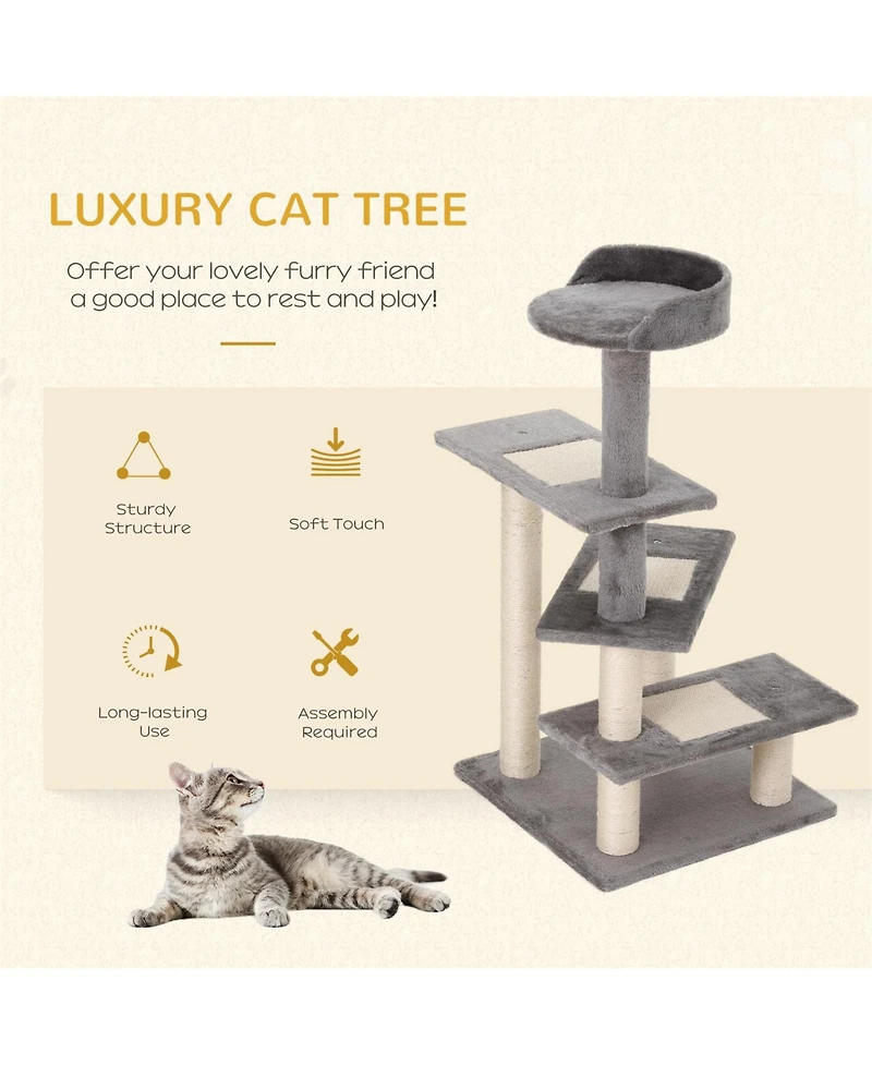 Aostirmotor 4-Step Multi-Level Carpeted Cat Tree with Scratching Post Pet Stairs