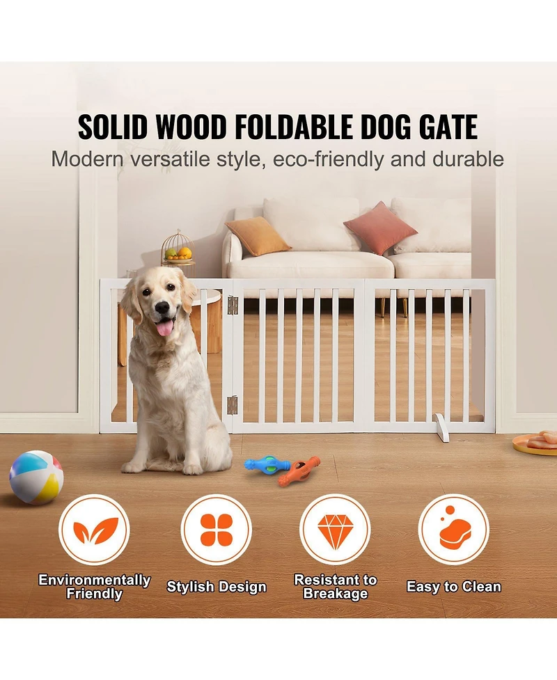 Cozito 3-Panel Foldable Freestanding Pet Gate, 60" W x 24" H, White