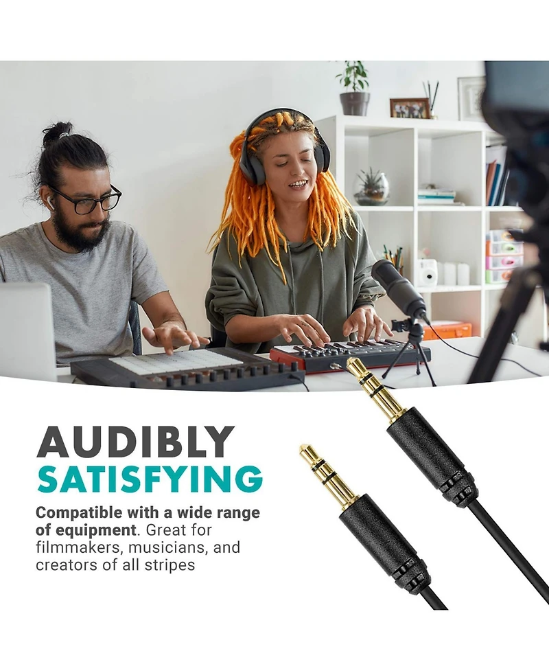 Movo MC6 Dual 3.5mm Male Stereo Trs Cable