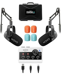 Movo PodPro-a Portable Podcasting Bundle for 2 for Smartphones and Computers