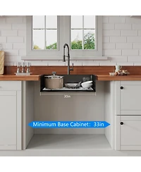 flynama 30inch Drop In Black Workstation Kitchen Sink 16 Gauge Stainless Steel with Full Accessories