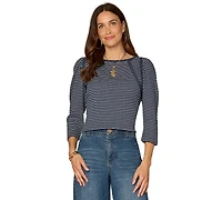 Democracy Women's Stripe Boat Neck Top