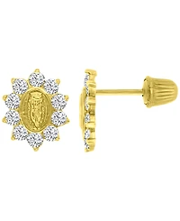 Macy's Cubic Zirconia High Polished Virgin Mary Stud Earrings