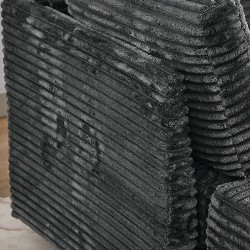 Streamdale Furniture Corduroy Sectional Sofa with Ottoman & Storage