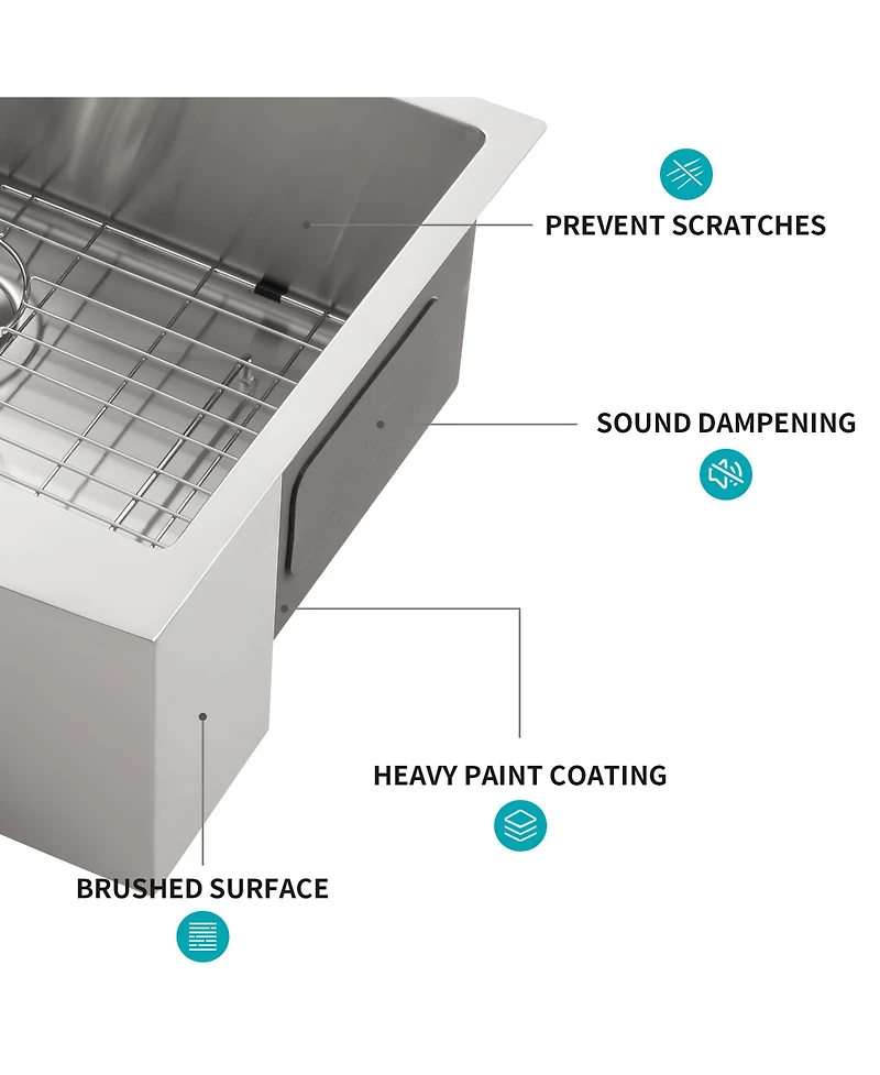 flynama 30x21x10-Inch Stainless Steel Farmhouse Apron Front Single Bowl Kitchen Sink