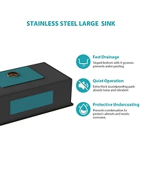 huluwat 30x18x9inch Gunmetal Black Kitchen Sink Undermount Single Bowl Stainless Steel 16 Gauge