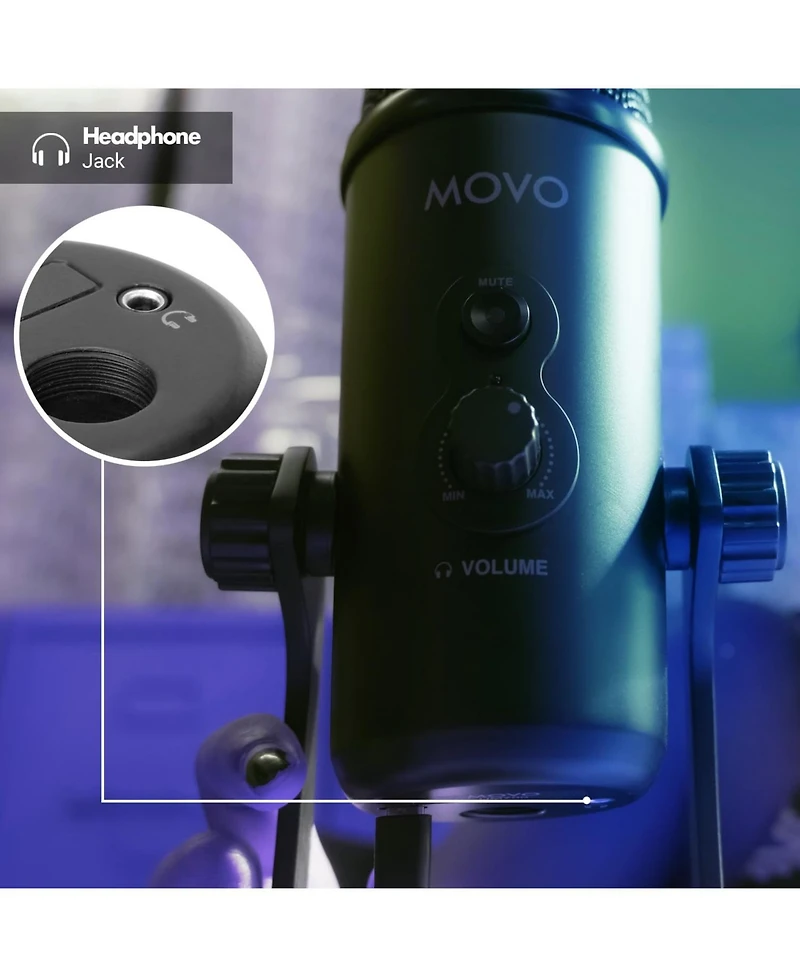 Movo UM700 Desktop Studio Usb Microphone with Stereo, Cardioid, Omnidirectional, and Bi-Directional Polar Patterns