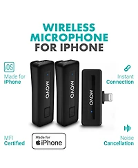 Movo Wireless Mini Di Duo Ultra Compact Wireless Lavalier Microphones for iPhone