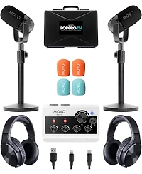 Movo PodPro-th Portable Podcasting Bundle for 2 for Smartphones and Computers