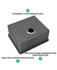 flynama 23x18x9inch Undermount Kitchen Sink Single Bowl Stainless Steel 16 Gauge Deep Basin