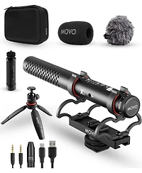 Movo X1 Supercardioid Shotgun Microphone - 3.5mm/Xlr/Usb-c Camera Mic for Dslr, Smartphones, and Computers