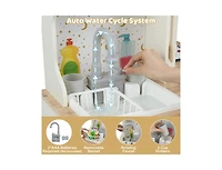 Slickblue Wooden Toy Kitchen for Kids with Functional Faucet and Sink