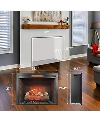 Clihome 33 inch Infrared Electric Fireplace Insert, Touch Panel Home Decor Heater,Smokeless Firebox .With fixed Trim Kit .With Crackling Sound