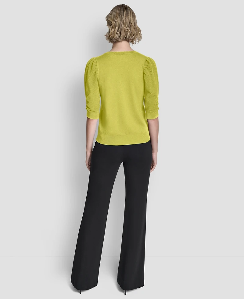 Dkny Women's Puff-Sleeve V-Neck Sweater