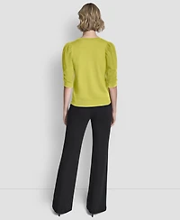 Dkny Women's Puff-Sleeve V-Neck Sweater