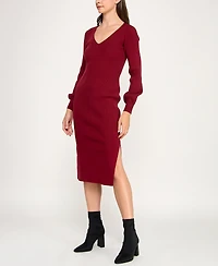 Bcx Juniors' V-Neck Midi Sweater Dress