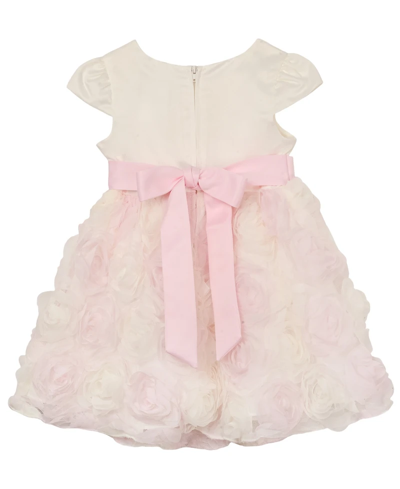 Rare Editions Girls' 2T-6X Floral Soutache Round Neck Dress