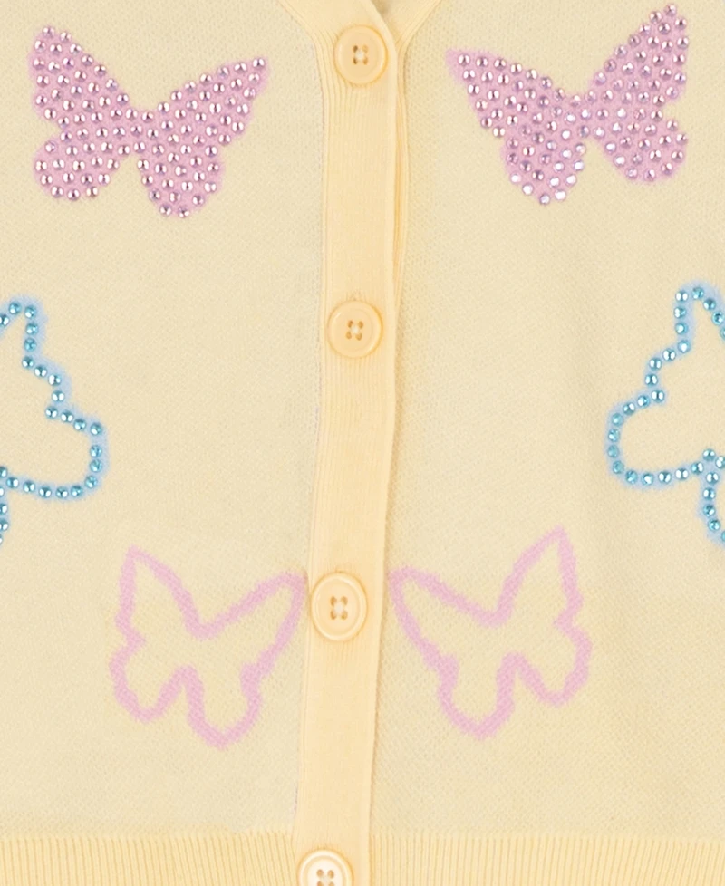 Rare Editions Girls' 7-16 Button Down Sweater with T-Shirt and Flare Pants, 3-Piece Set