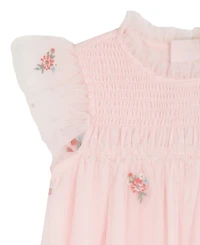 Rare Editions Girls' 2T-6X Embroidered Flutter Sleeve Dress