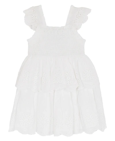 Rare Editions Girls' 2T-6X Cotton Eyelet Square Neck Flutter Dress